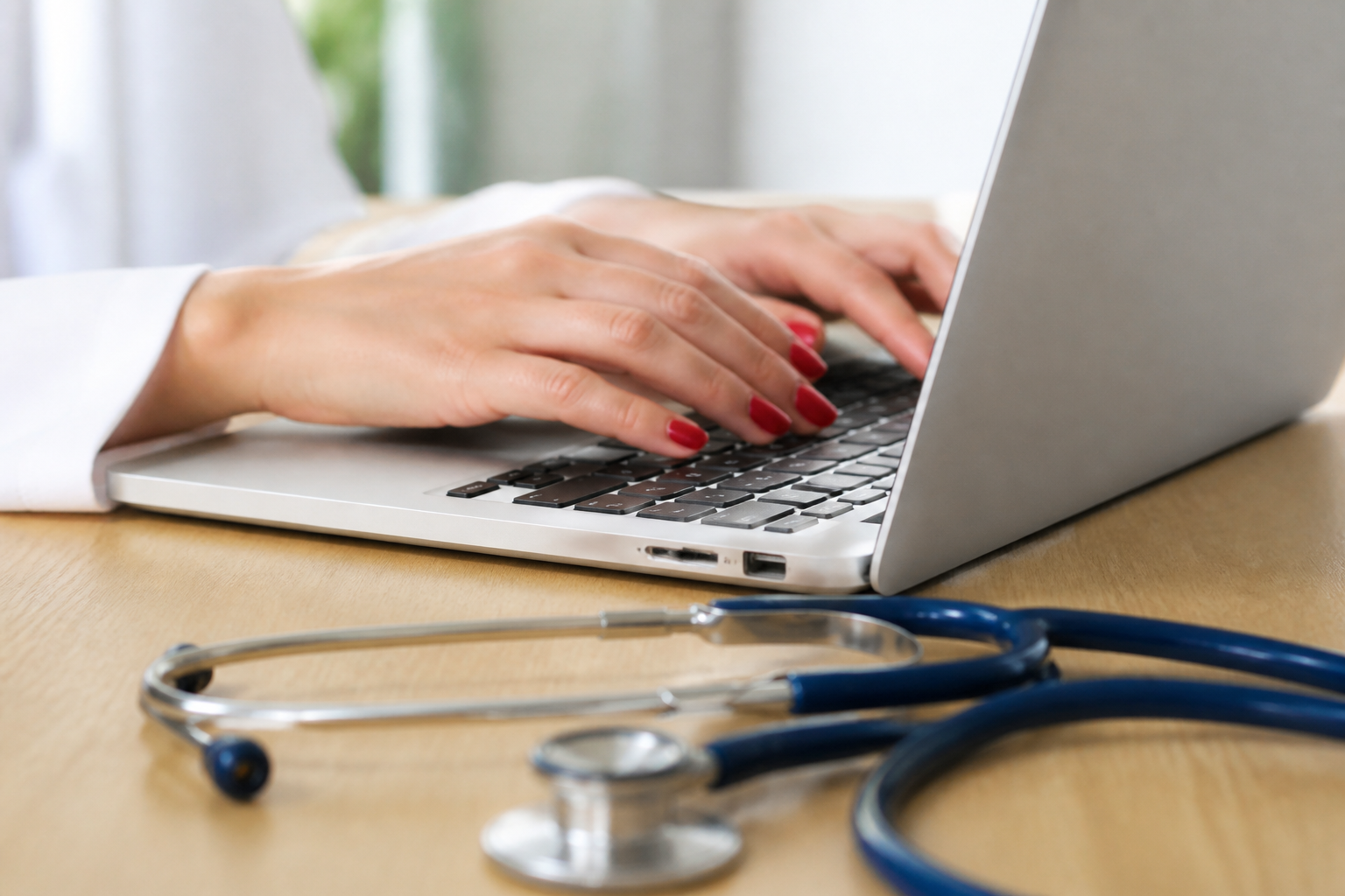 Clinician using MedCare on a laptop